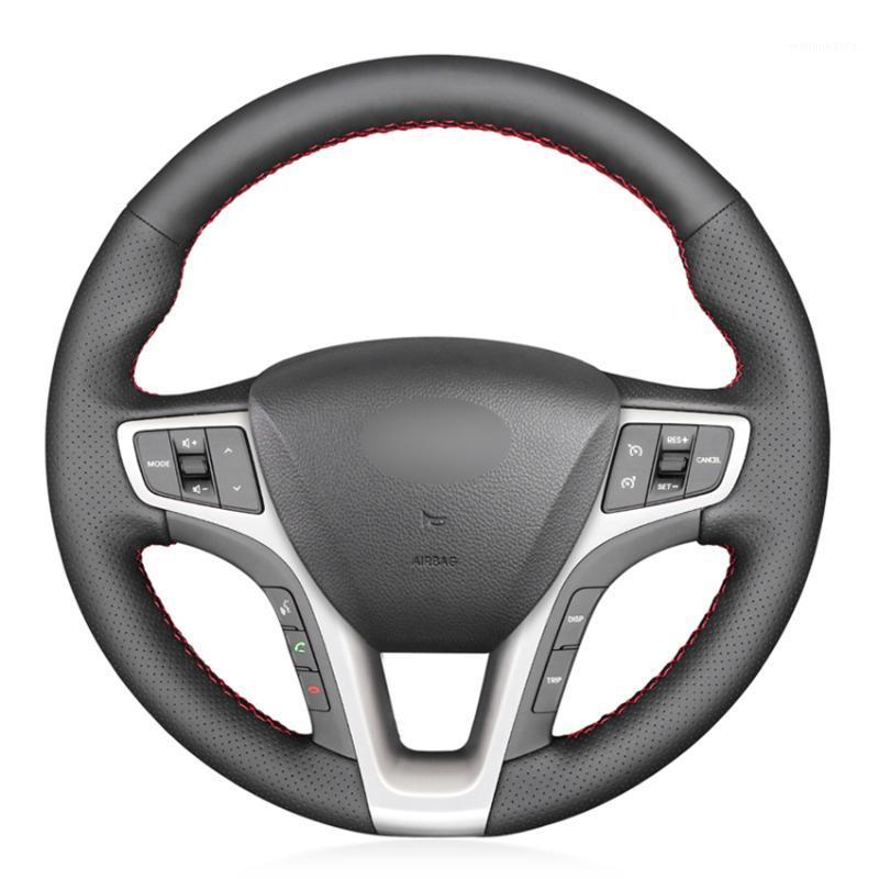 

Steering Wheel Covers Black PU Faux Leather DIY Hand-stitched Car Cover For I40 2011 2012 2013 2014 2022