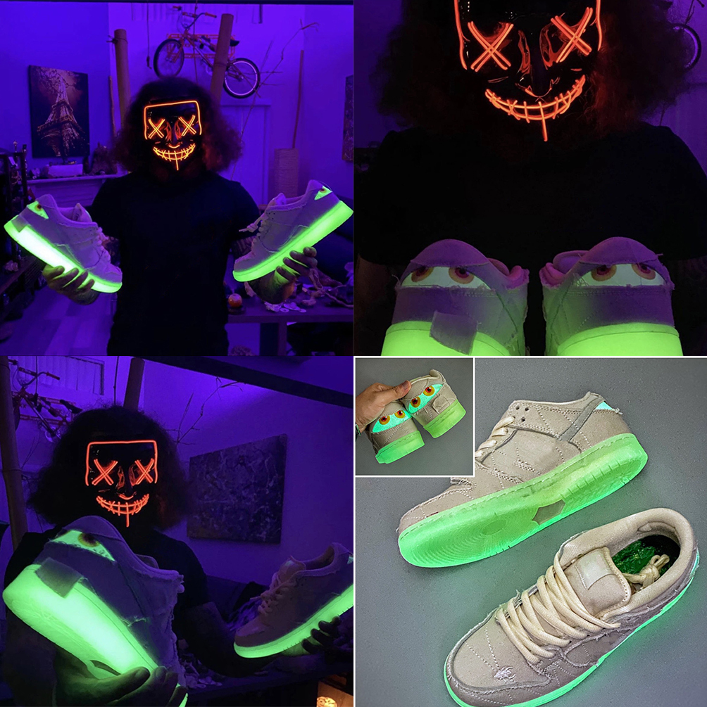 

2021 TOP Halloween SB Low Lighted Fashion Running Shoes Mummy Beige High Quality Men Women Trainers Luminous Sneakers DM0774-111, 02