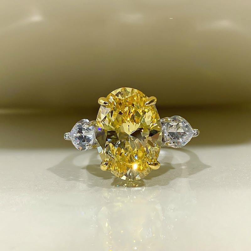 

Cluster Rings Vintage 100% 925 Sterling 10*14MM 10CT Oval Cut Citrine Pink Gemstone For Women Fine Fashion Jewelry