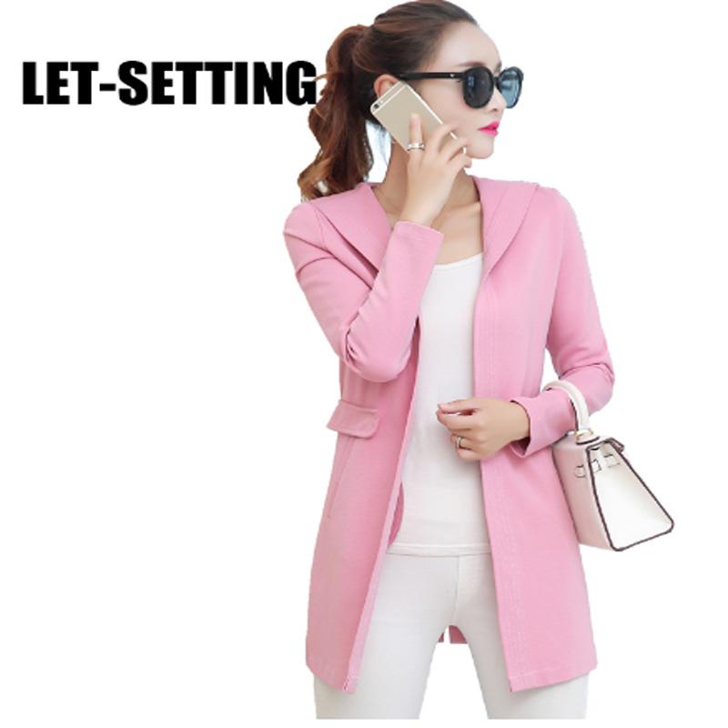 

Women's Suits & Blazers LET-SETTING Women Slim Solid Color Hooded Jacket Big Yards Temperament Suit Simple, Gray