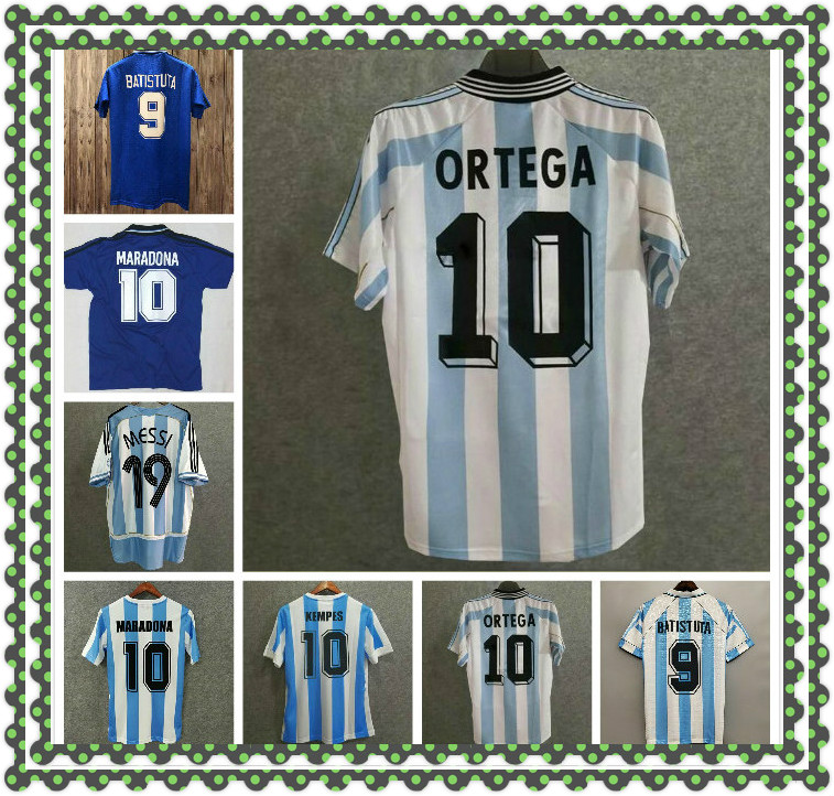 

Argentina 1986 Retro Soccer Jersey Maradona 1978 Vintage Classic MESSI Aguero Dybala 94 96 Football Shirts Maillot Camisetas de Futbol, White