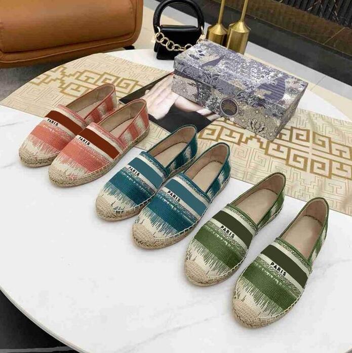 

2021 Women Luxurys Casual Shoes Espadrilles Summer Designers ladies flat Beach Half Slippers fashion woman Loafers Fisherman canvas Shoe, Color 26