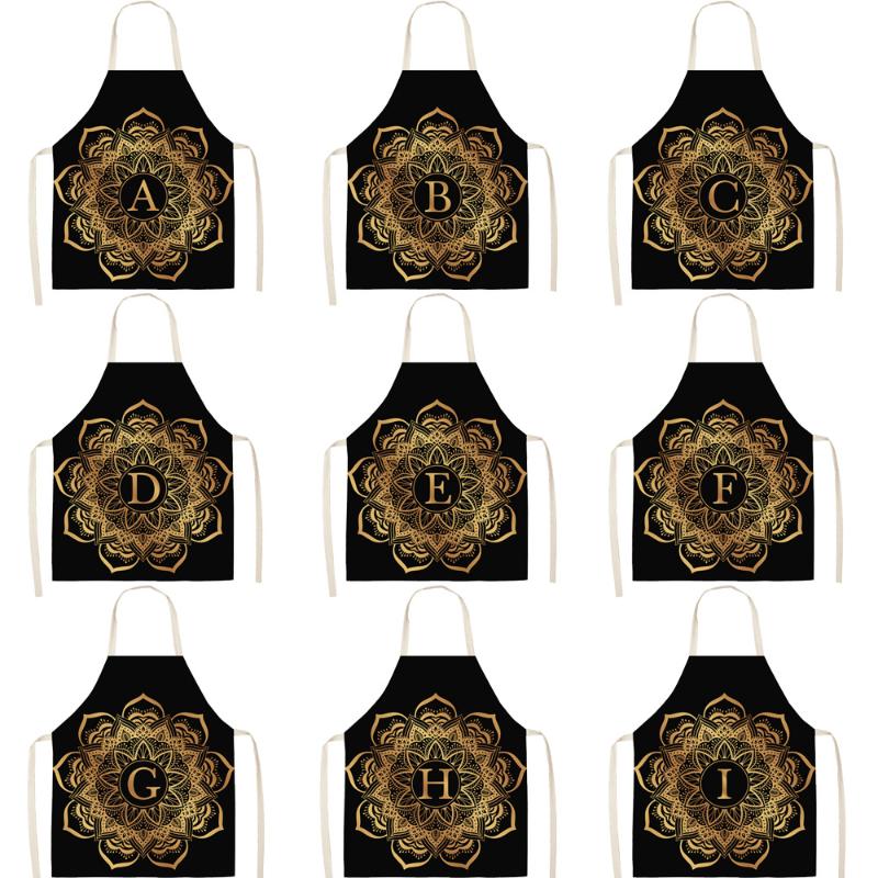 

Mandala Letter Series Multi-functional Kitchen Apron Cotton And Linen Aprons For Woman
