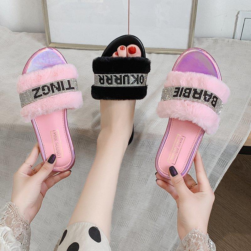 

Summer Women's Slippers Zapatos De Mujer Fashion Crystal Beach Slipper Flat Shoes Women Slides Plus Size Flip Flops Open Toe, Black