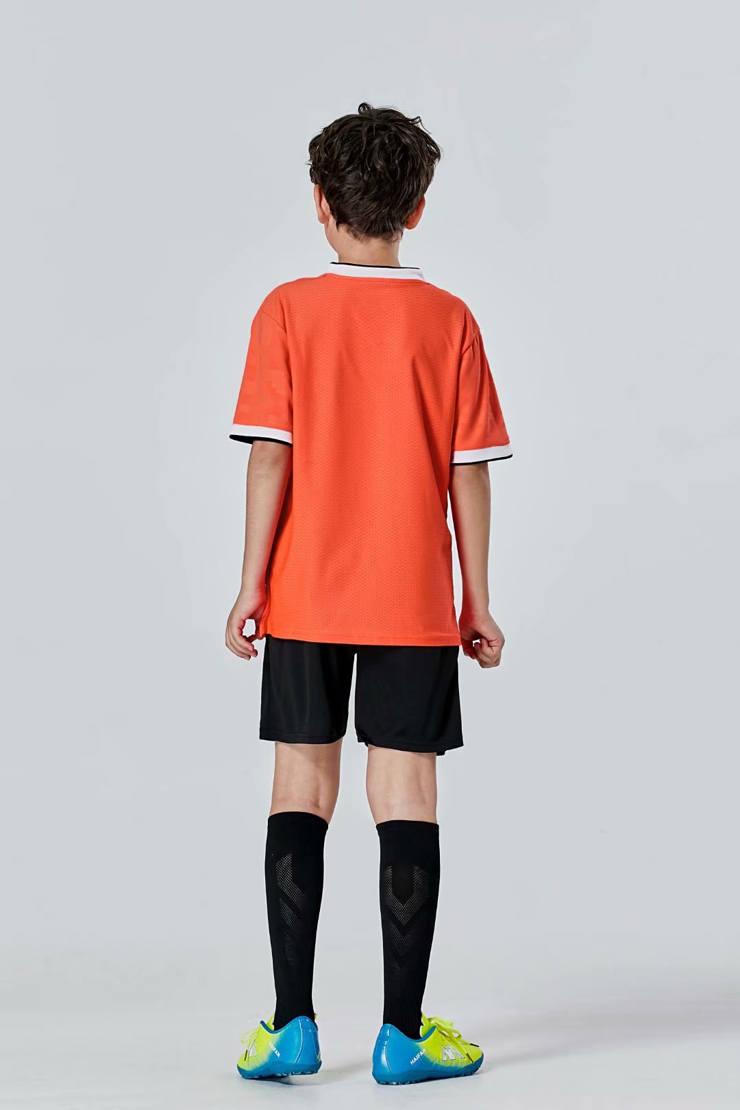 

#032 Football uniform men+kids soccer Jersey printing team custom track and field sports short-sleeved shirt, Black;yellow