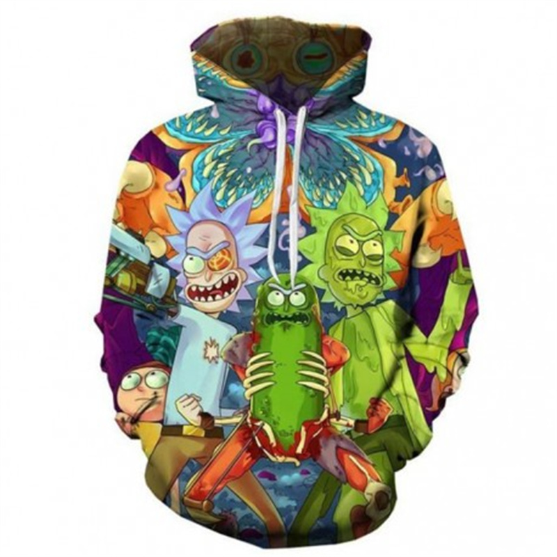 

Wholesale Cartoon pattern men s 3D printing Rick et Morty hoodie visual impact party top punk gothic round neck high quality American sweatshirt hoodie, Picture4