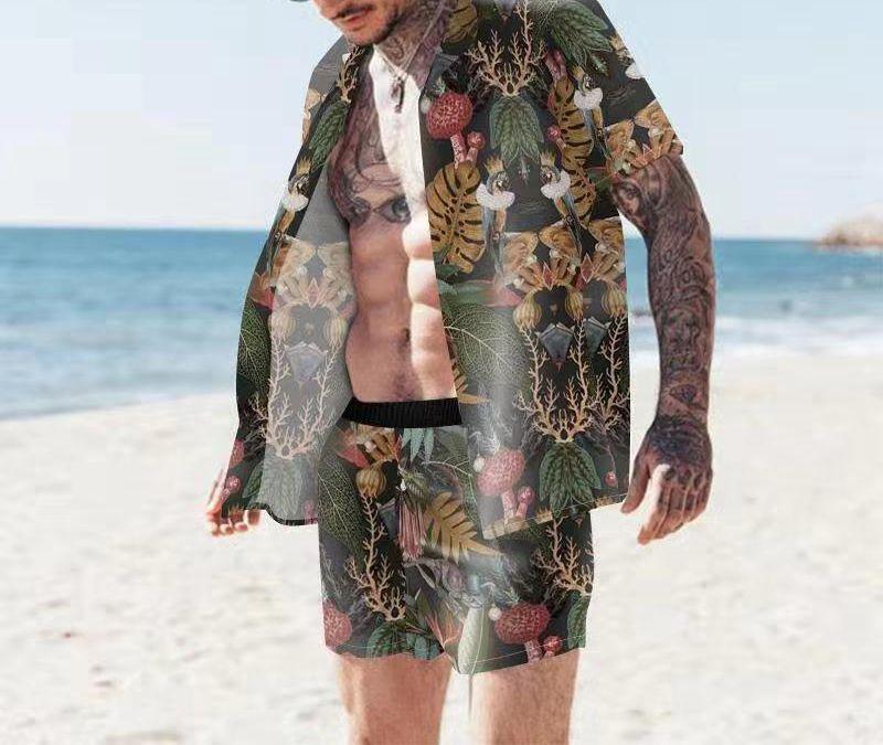 

Men Hawaiian Sets Printing 2021 Summer Short Sleeve Button Shirt Beach Shorts Streetwear Casual Mens Suit 2 Pcs -3XL Shirts, Color 5