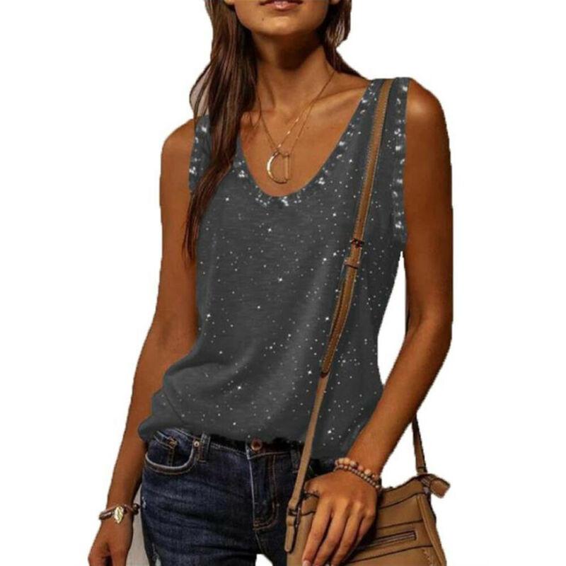 

Women's Tanks & Camis Womens Tops 2021 Ladies Sleeveless V Neck Shirt Casual Streetwear Pullover Dot Tank Top Women, White