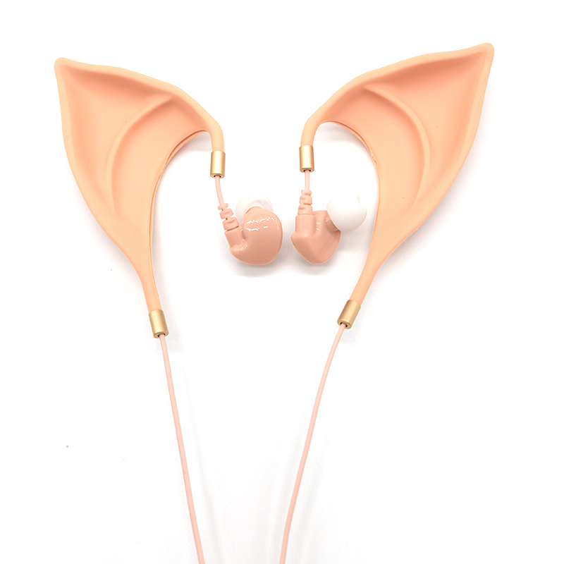 

2-D animation cartoon earphones figures in the ears of elf ear shape 3.5mm with Microphone For Smartphone MP3 Headphone music wire control BT Headset