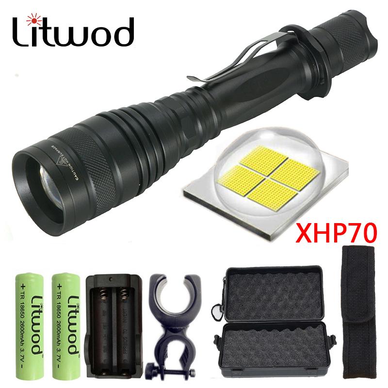 

Litwod Z90P75 Original CREE XLamp XHP70 32w 3200lm Powerful Tactical LED Torch Zoom Lens 2x 18650 Battery Lantern Flashlights Tor Torches