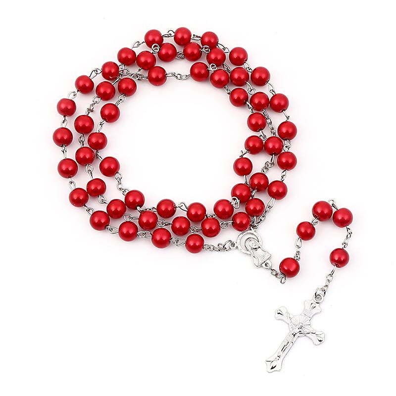 

Pendant Necklaces Jewelry 2021 Trend Jesus Cross Rosary Necklace Vintage Catholic Gifts Wholesale Crystal Glass Material