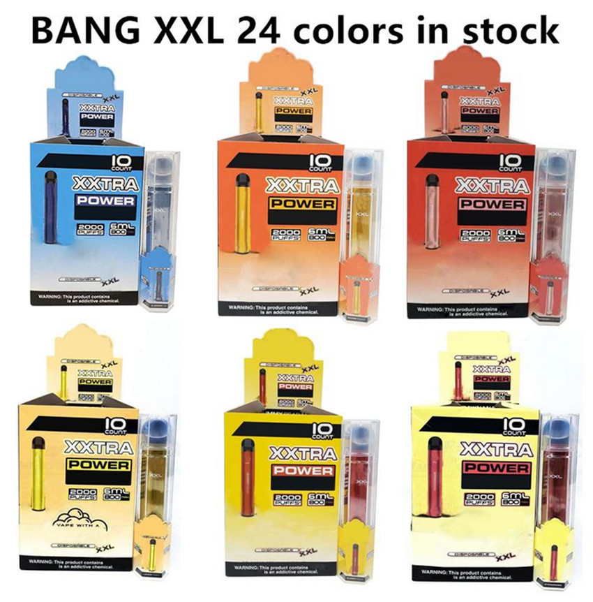 

BANG XXL Disposable Vapes Cigarettes Pen Device 800mAh Batterys 6ml Pods Empty Vapors 2000 Puffs xxtra vaoe kit Vs puff bar Max