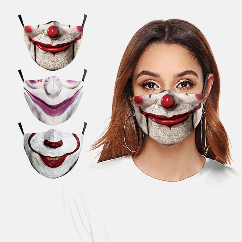 

Halloween Fashion Cospaly Horror Joker Mouth Masks Women's Men Unisex Face-protection Breathable Cycling Spots Adult Party Mask