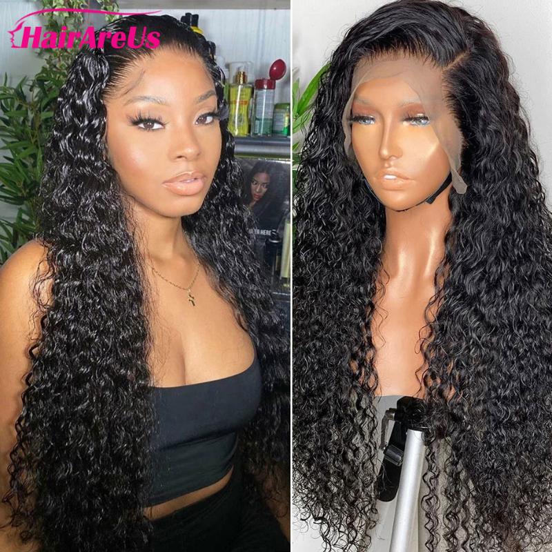 

Lace Wigs US Warehouse 10-24 Inch Jerry Curly Front Brazilian Remy Human Hair Pre Plucked Women Glueless 4x4 Closure Wig, Natural color