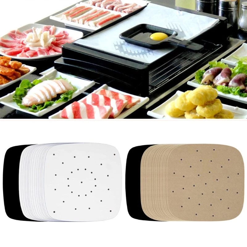 

Air Fryer Perforated Bamboo Steamer Paper Parchment Liner Kitchen Tool Parchment Paper for Steaming Basket LX3850