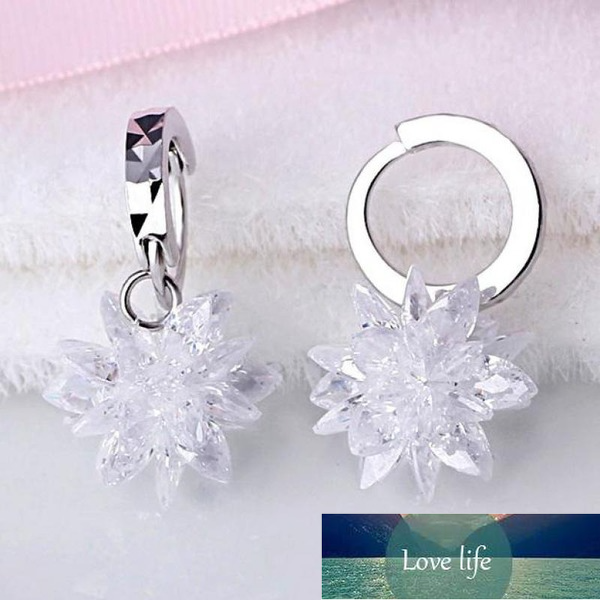 

Silver Plated Earrings Crystal Flower Drop Earrings For Women Earing Jewelry Ice Flower Earings Korean Silver Color Earring Gift Factory price expert design