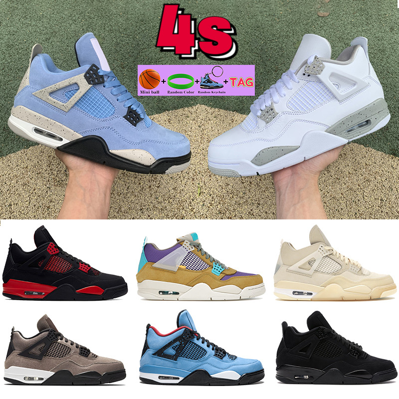 

2021 newest university blue 4 4s white oreo Basketball Shoes shimmer desert moss red thunder black cat metallic purple bred men women sneakers, Bubble wrap packaging