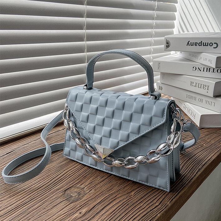 

Factory wholesale women messenger bag simple Joker solid color embossed handbag street trend plaid handbags summer candy-colored leather shoulder bags