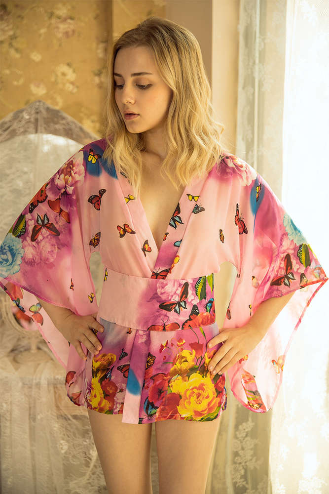 

Chiffon bathrobe kimono Uniform suit Pajama robe sexy nightdress