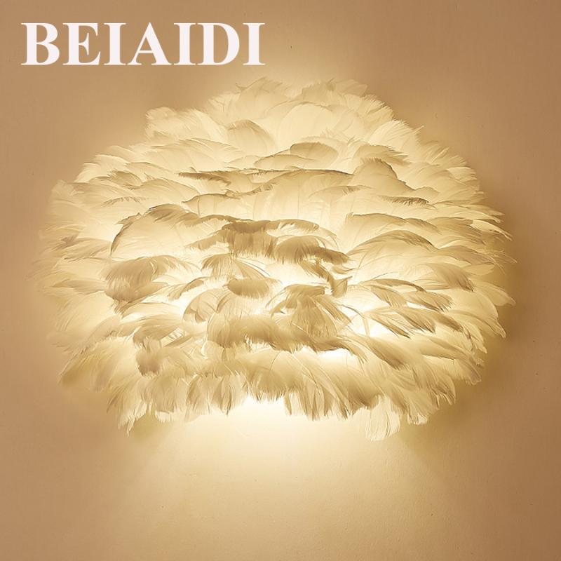 

Nordic Modern Feather LED Wall Lamp Living Room Bedroom Children Art WIth E14 Base Bedside Light Lamps