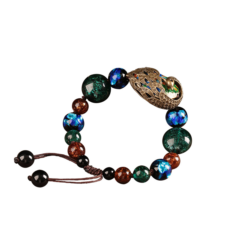 Xianlan048 Yunnan Ethnic Wind Peacock Bracelet Cloisonne Coloured Glaze Retro String Joker Bohemia Hand Act The Role Ofing Is Tast-image-706264349
