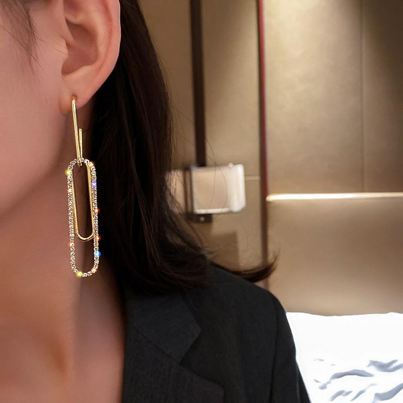 

Dangle & Chandelier Vintage Exquisite 14k Gold Jewelry Real Geometry Drop Earrings For Women Luxury Zircon Stud S925 Silver Needle Gift