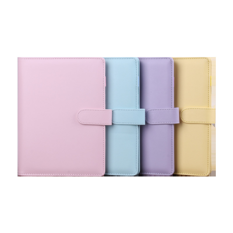 

A6 PU Leather Notepads Waterproof Macarons Decorations Binder Hand Ledger Notebook Shell Loose-leaf Notepad Diary Budget Stationery Cover School Office