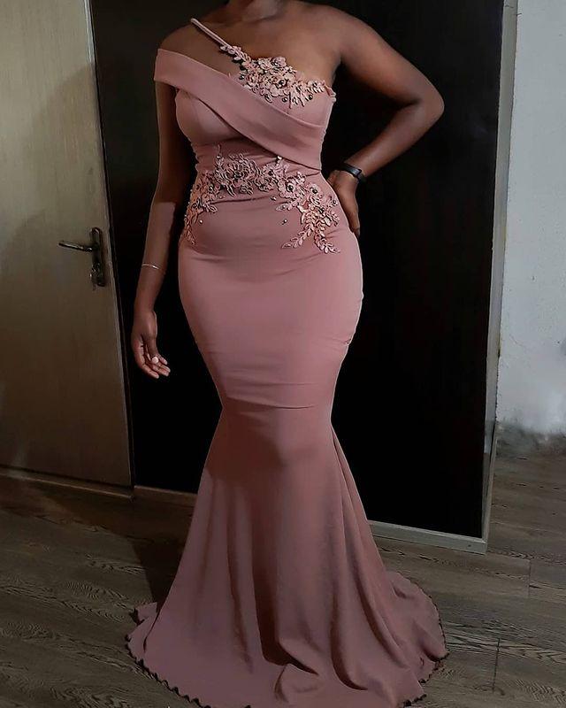 

Rose Pink Mermaid Long Bridesmaid Dresses 2022 One-shoulder Lace Beaded African Nigerian Arabic Aso Ebi Junior Maid of Honor Wedding Guest Gown