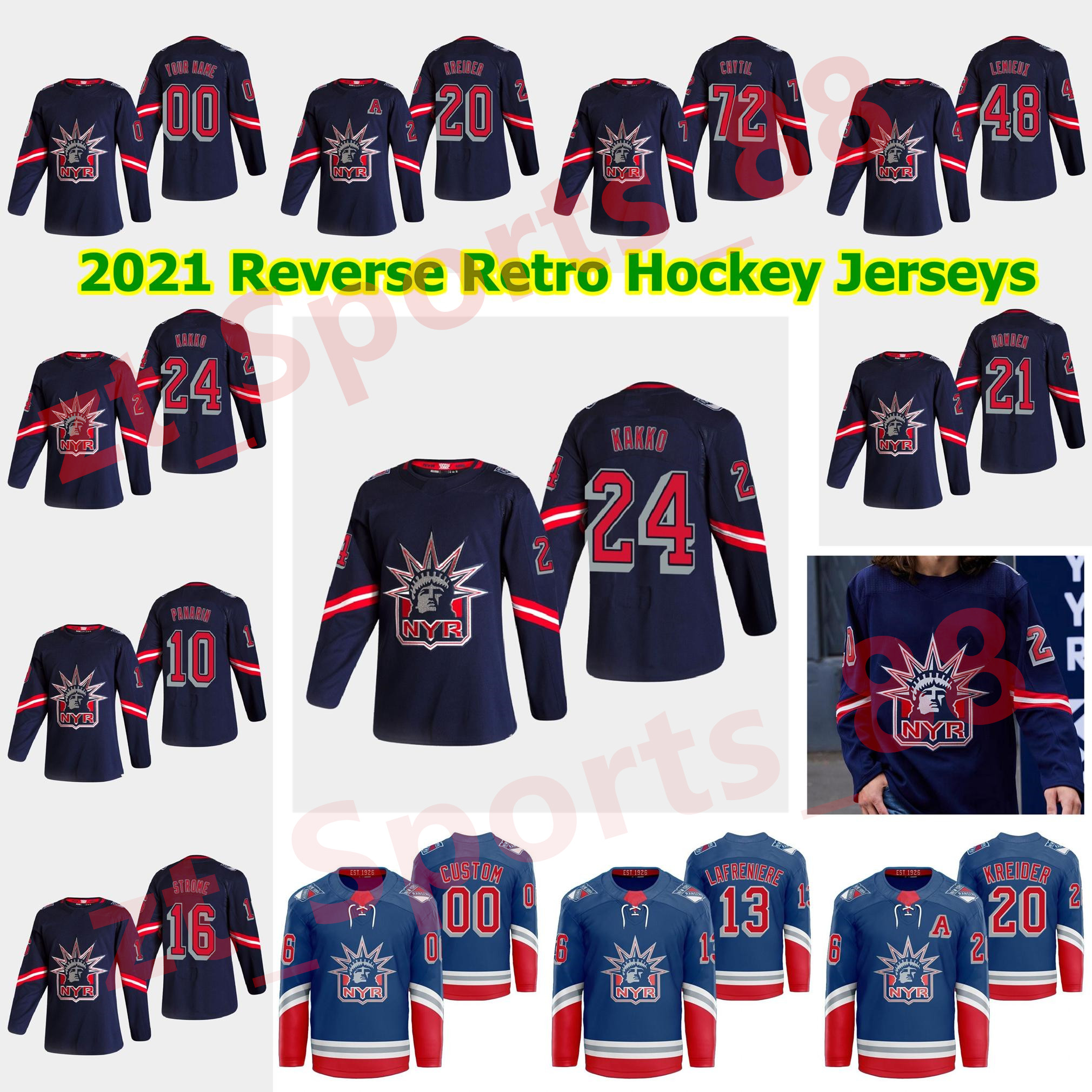 

New York Rangers 2021 Reverse Retro Hockey Jerseys Filip Chytil Tim Gettinger Kevin Rooney Anthony Bitetto Tony DeAngelo Custom Stitched Men, As shown in illustration