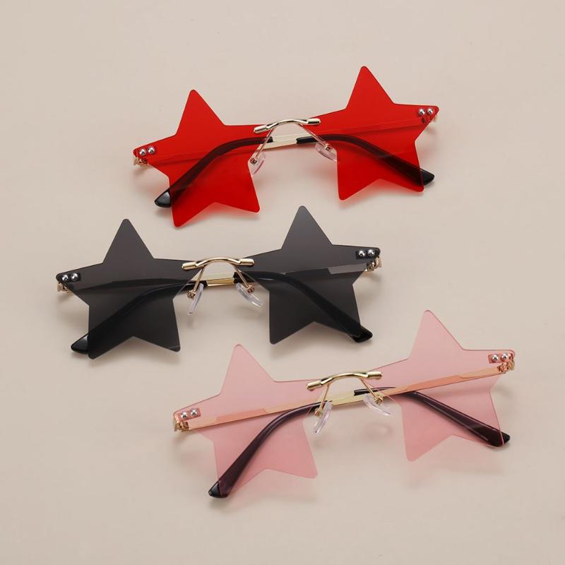 

Outdoor Eyewear Rimless Star Shape Sunglasses Trendy Sun Glasses For Women & Men Party Funny Pentagram Christmas Eyeglasses
