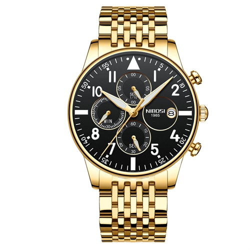 

NIBOSI Men's Watches Military Luxury Brand Watch Mens Quartz Stainless Clock Fashion Chronograph Watch Man Relogio Masculino2022, Black