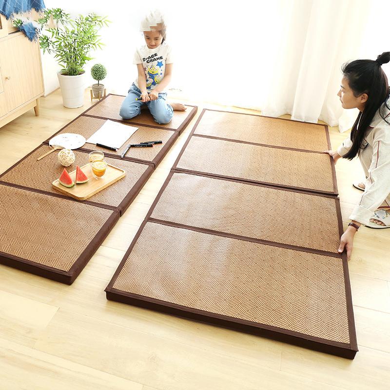 

Carpets Japanese Traditional Folding Mat Thick Tatami Rattan Sleeping Pad Summer Student Child Kindergarten Nap Floor Bedroom, Custom size