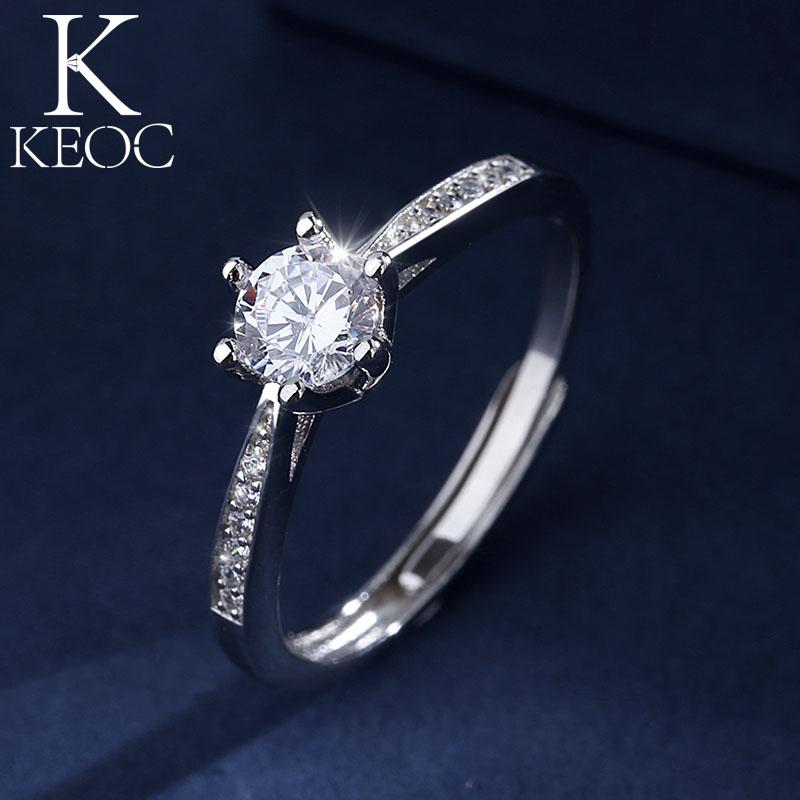 

Wedding Rings Keoc Adjustable Size 1 Carat AAACZ Engagement For Women Valentine's Day Fashion Jewelry Gifts Birthday Gift, Slivery;golden