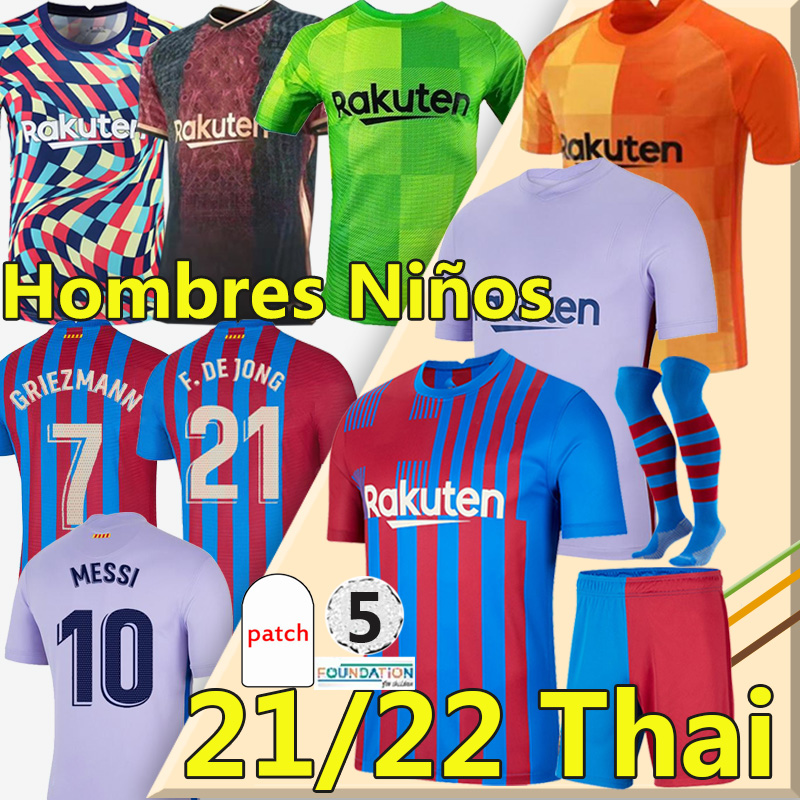 

21/22 Barca MESSI soccer jerseys Training 2021 2022 KUN AGUERO ANSU FATI GRIEZMANN F.DE JONG COUTINIHO Alba Braithwaite Men Kids kits sets sock football uniforms, Argertina retro 1986 home kids