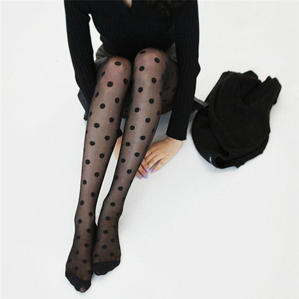 

New Pantyhose Women Tights Black And White Big Dots Entirely Seamless Sexy Sheer Stockings Tight Female Collant, Bowknot