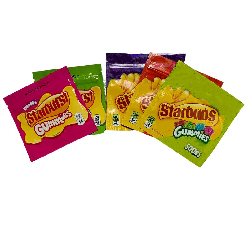 

Starburst Mylar Bags Edibles Packaging Gummies Pouch Sour Bag Gummy Sours Packing with Zipper Smell Proof Resealable Package Flavors Original Berries Mix