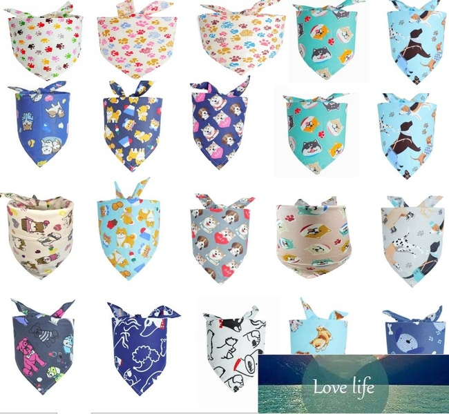 

100pcs/lot New arrival Mix 100 Colors Dog Puppy Pet bandana Collar cotton bandanas Pet tie Grooming Products, Mix 100color