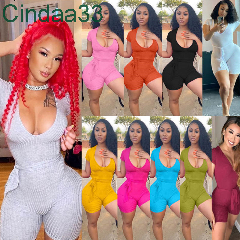 

Sexy Women Jumpsuits Deingner 2021 New Deep V Elastic Strip Waistband Slim Rompers Skinny Onesies Bodysuits Streetwear Plus Size, Mix colours or leave a message