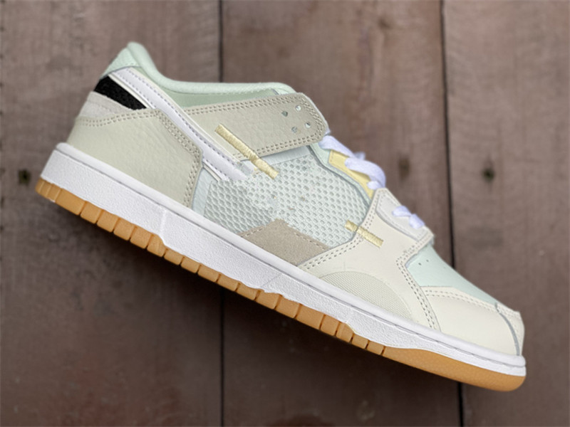 Chaussures de skateboard SB DUNK Low Scrap Sea Glass Causal Sports Trainer Mesh Cuir Daim Toile Semelle intercalaire blanche supérieure Semelle e