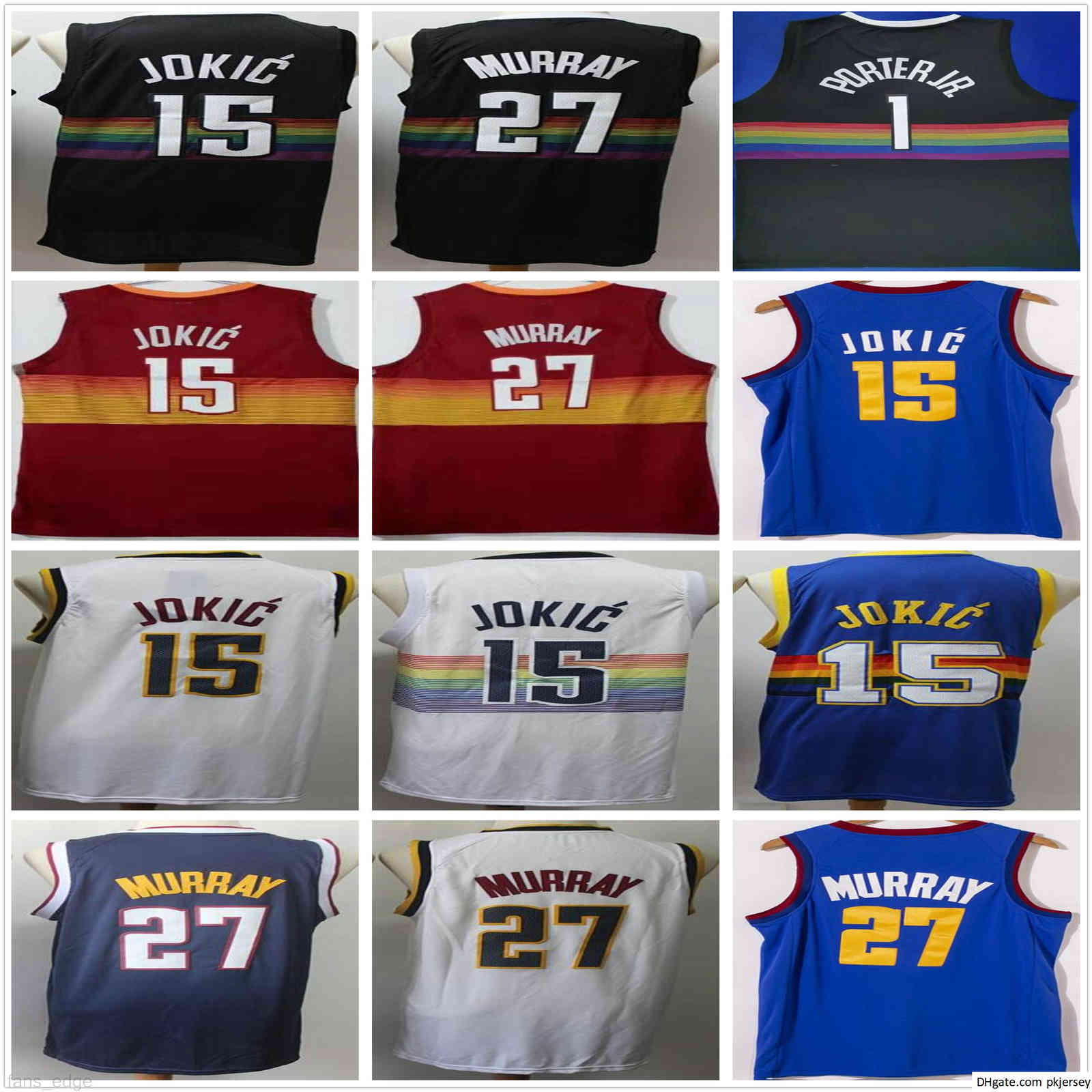 

NCAA Mens Nikola 15 Jokic Jersey Wholesale Cheap Jamal 27 Murray Michael 1 Porter Jr. Retro Vintage Blue White Black Basketball Jerseys, Black;red