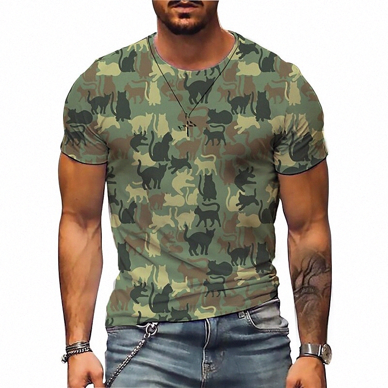 Men's T shirt 3D Print Graphic Camo / Camouflage Animal Crew Neck Daily Sports Print Short Sleeve Tops Casual Classic Designer Big and Tall Gre
