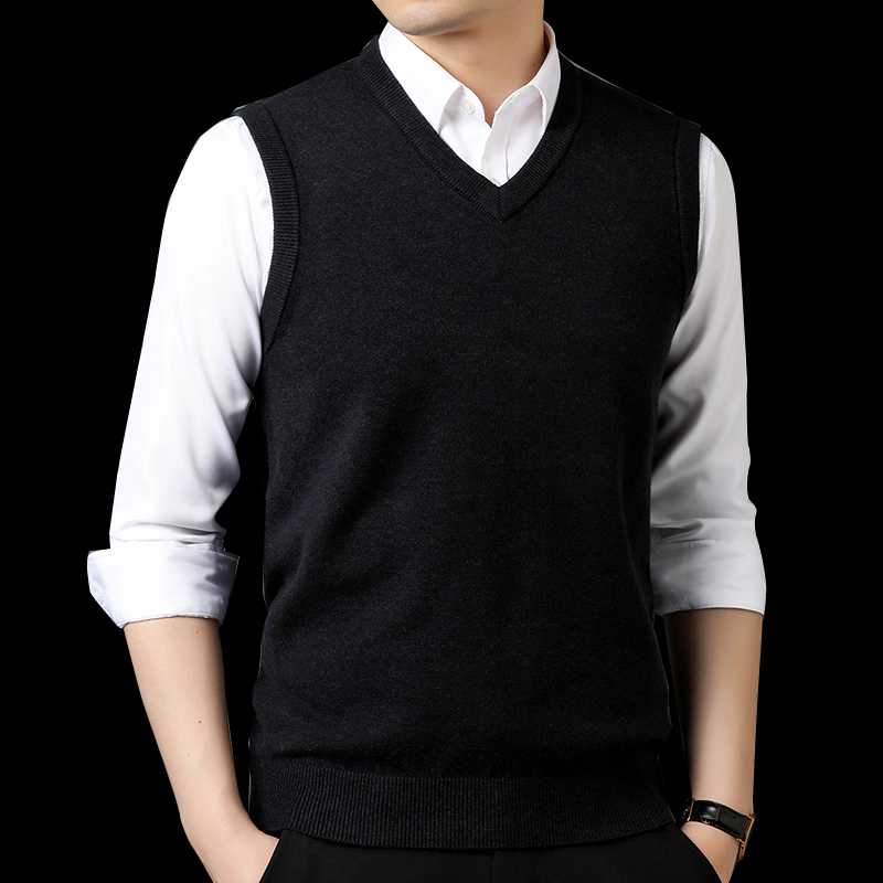 

Men's Vests Spring Vest Fashion Brand Sweater For Mens V- Neck Slim Fit Knit Male Solid Color Autumn Korean Style Casual, Red
