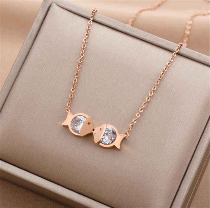 

Chains 316L Stainless Steel Love Flounder Titanium Necklace Women Does Not Fade