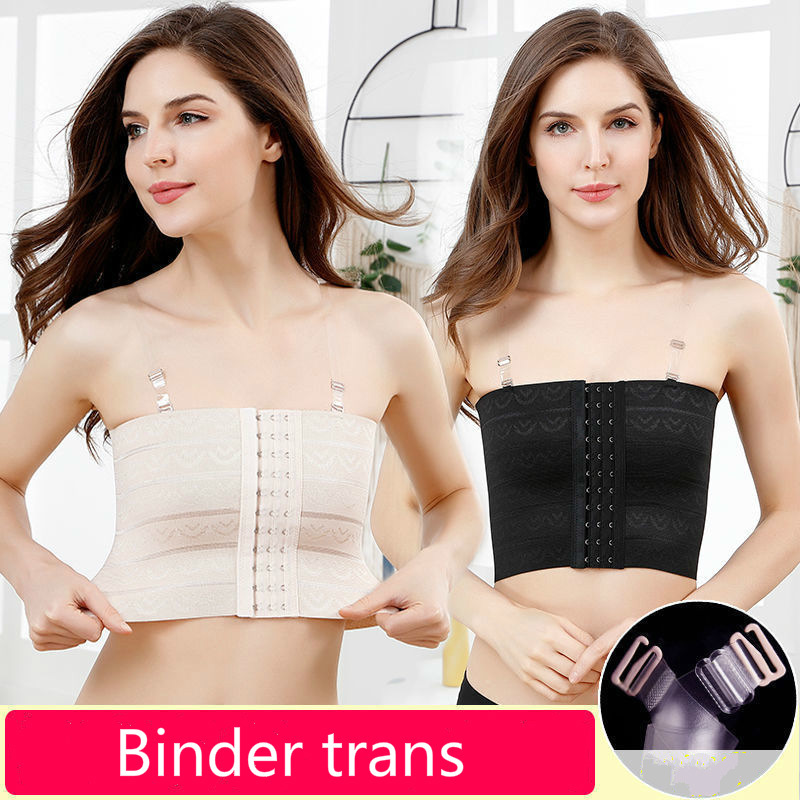 

Ruoru Les Lesbian Breathable Buckle Short Chest Binder Trans With Straps Tops Breast Tomboy Bra Intimates Shaper, Black;white