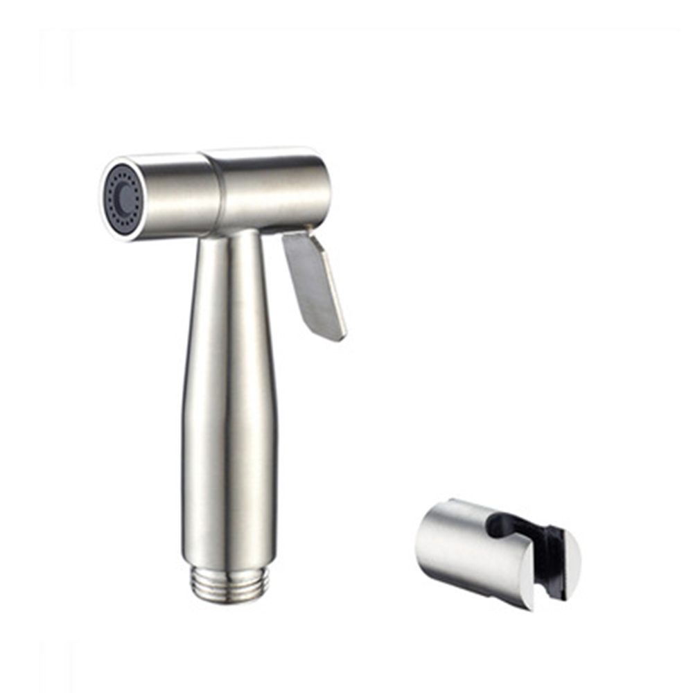 No-Perforating Handheld Stainless Steel Toilet Bidet Spray-Gun Pressurized Flushing Nozzle (Spray Gun + Base)-image-689827347
