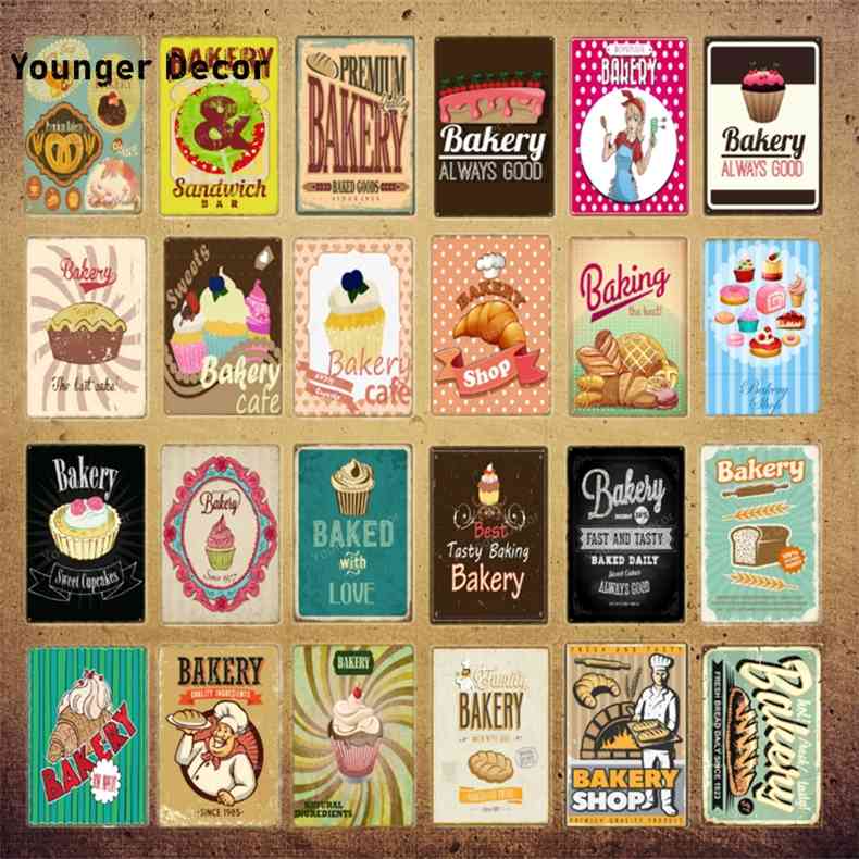 

Bakery Metal Signs Sweet Foods Sandwich Bar Tin Poster Vintage Home Kitchen Cafe Shop Decoration Wall Art Plaque YI-229a