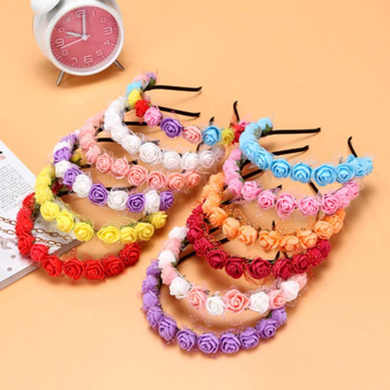 

Hair Accessories Sweet Candy Color Children Foam Flower Headbands Wreath Flowers Crown Headpiece Kids Girls Princess Headwear, Multicolor