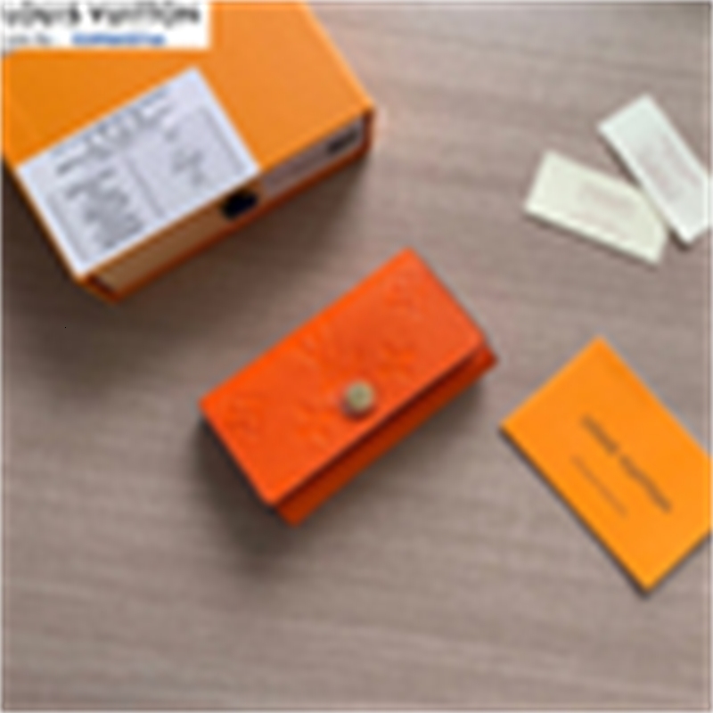 

holders brand designer luxury m62630 embossed key card pack orange women real leather long wallets phone chain wallet pouches key cases purs, Red;black