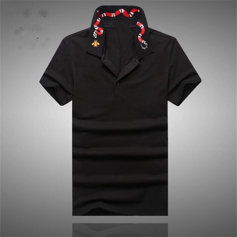 

High New Novelty luxury Men collar Embroidered Red Snake Fashion Polo Shirts Shirt Hip Hop Skateboard Cotton Polos Top Tee #B95 210329