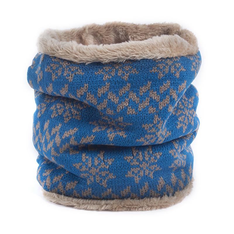 

Scarves Winter Warm Plush Scarf Ring Men Women Blue Thick Mufflers Elastic Outdoor Riding Knitted Neck Collar Unisex, Blue;gray